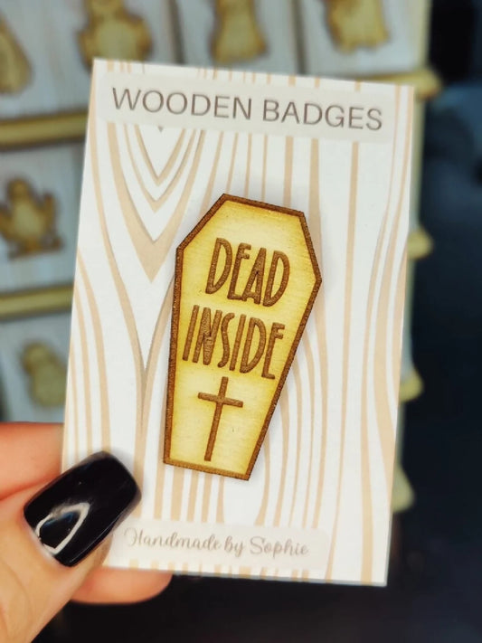 Wooden badge | Handmade pocket gift | Cute present for him her | Gothic funny badge | Animal