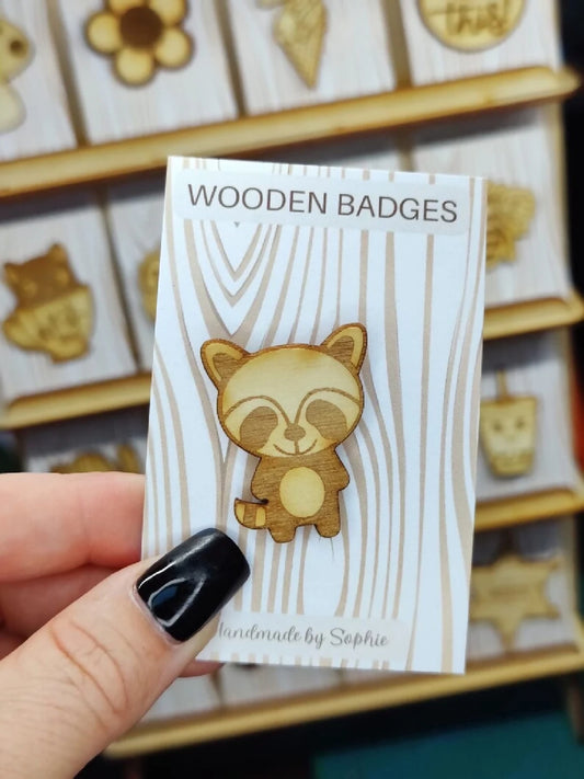 Wooden badge | Handmade pocket gift | Cute present for him her | Gothic funny badge | Animal