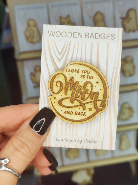 Wooden badge | Handmade pocket gift | Cute present for him her | Gothic funny badge | Animal