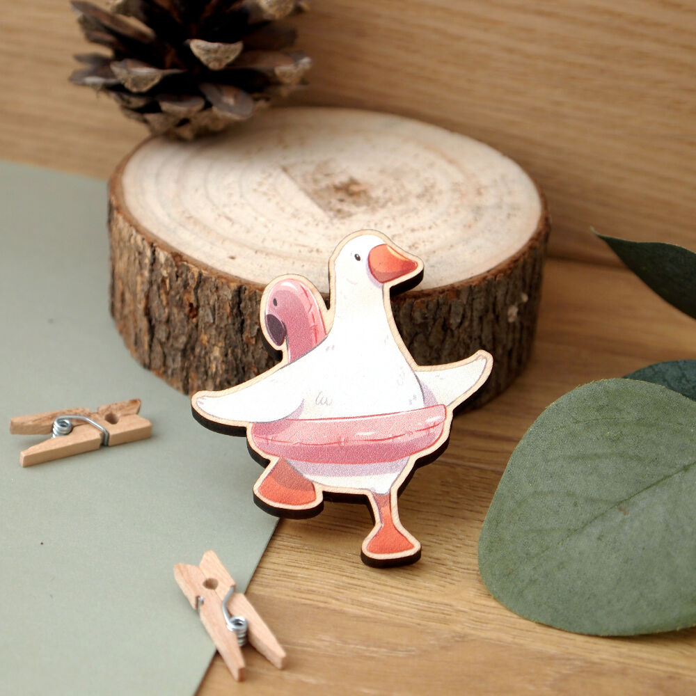 Silly Goose Wooden Magnet