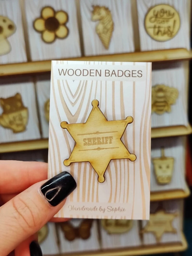 Wooden badge | Handmade pocket gift | Cute present for him her | Gothic funny badge | Animal