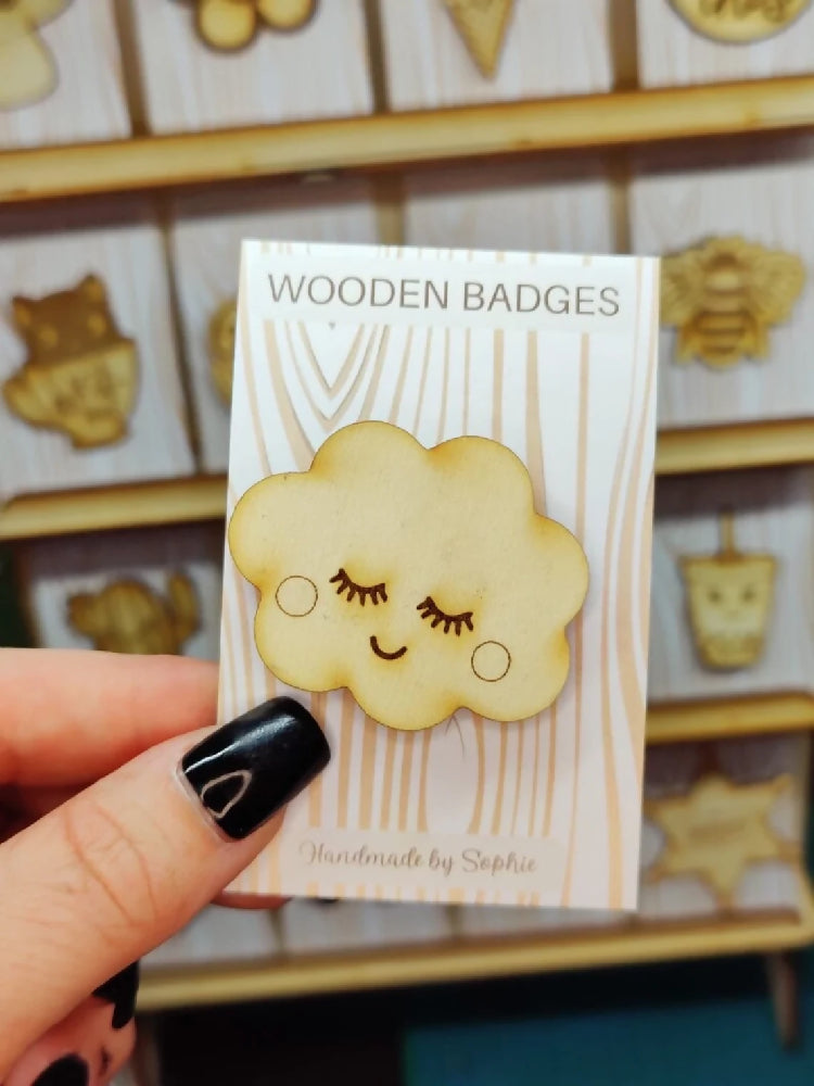 Wooden badge | Handmade pocket gift | Cute present for him her | Gothic funny badge | Animal