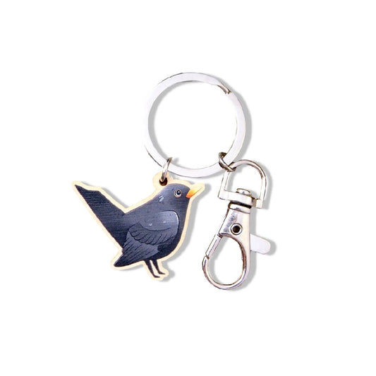 Blackbird Wooden Charm Keyring