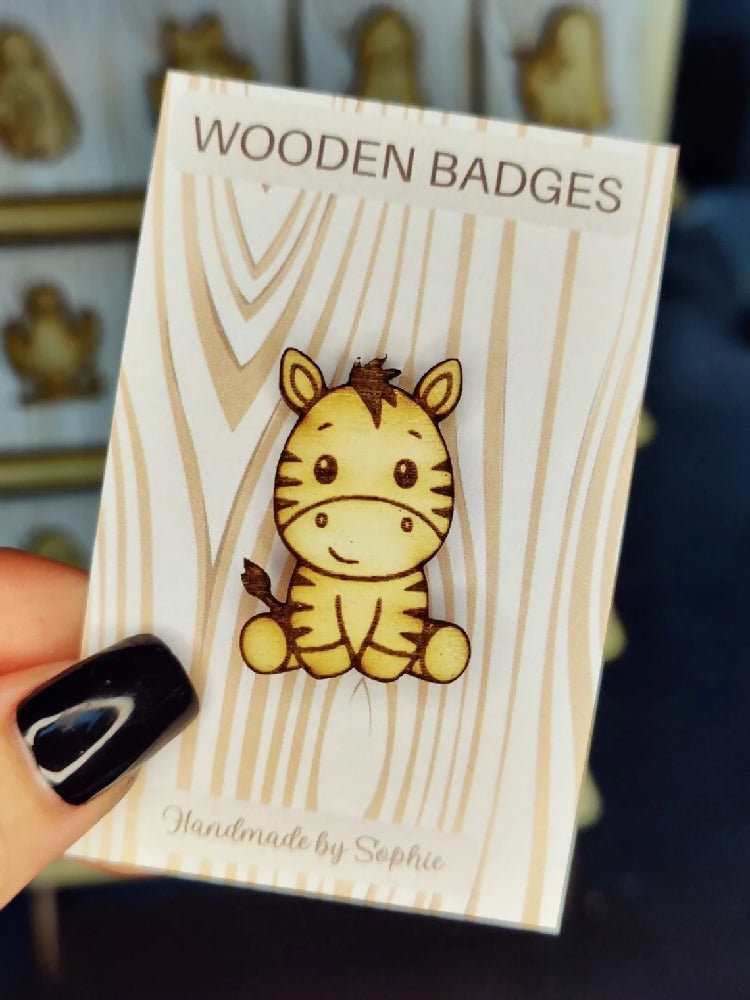 Wooden badge | Handmade pocket gift | Cute present for him her | Gothic funny badge | Animal