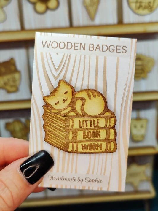 Wooden badge | Handmade pocket gift | Cute present for him her | Gothic funny badge | Animal