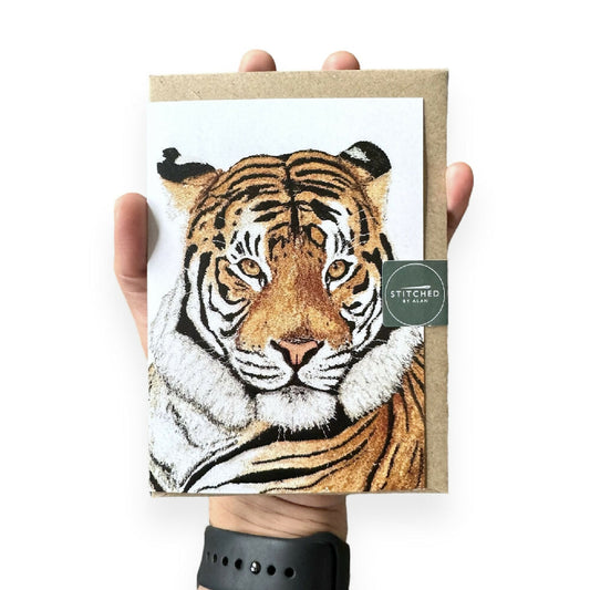 Embroidered Tiger Recycled Greetings Card
