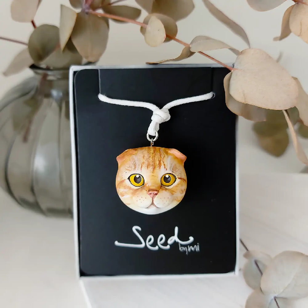 Scottish Fold Large Pendant necklace | Ginger