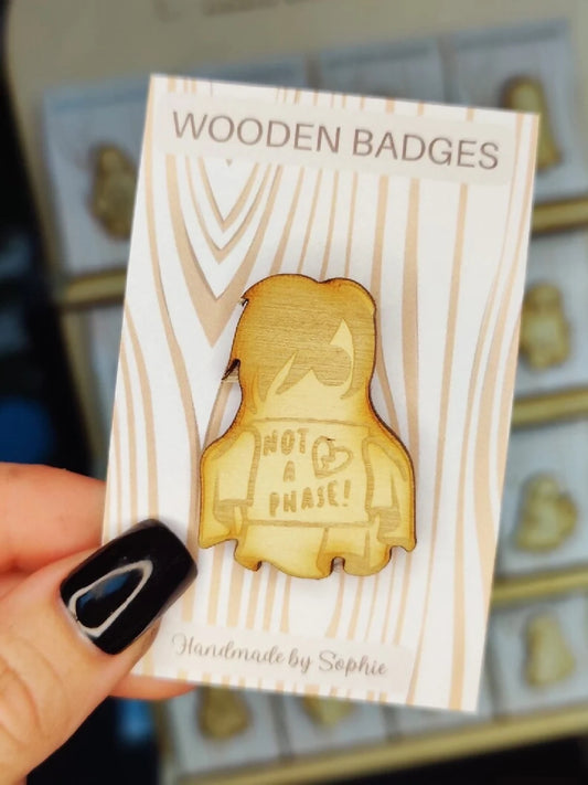 Wooden badge | Handmade pocket gift | Cute present for him her | Gothic funny badge | Animal