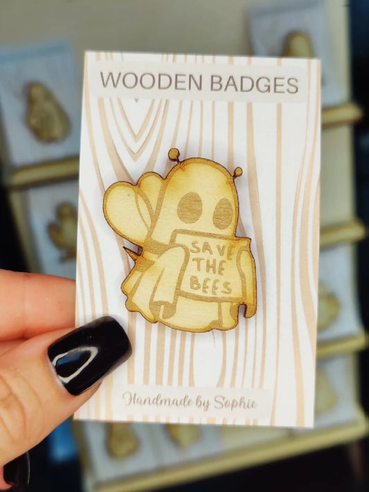 Wooden badge | Handmade pocket gift | Cute present for him her | Gothic funny badge | Animal
