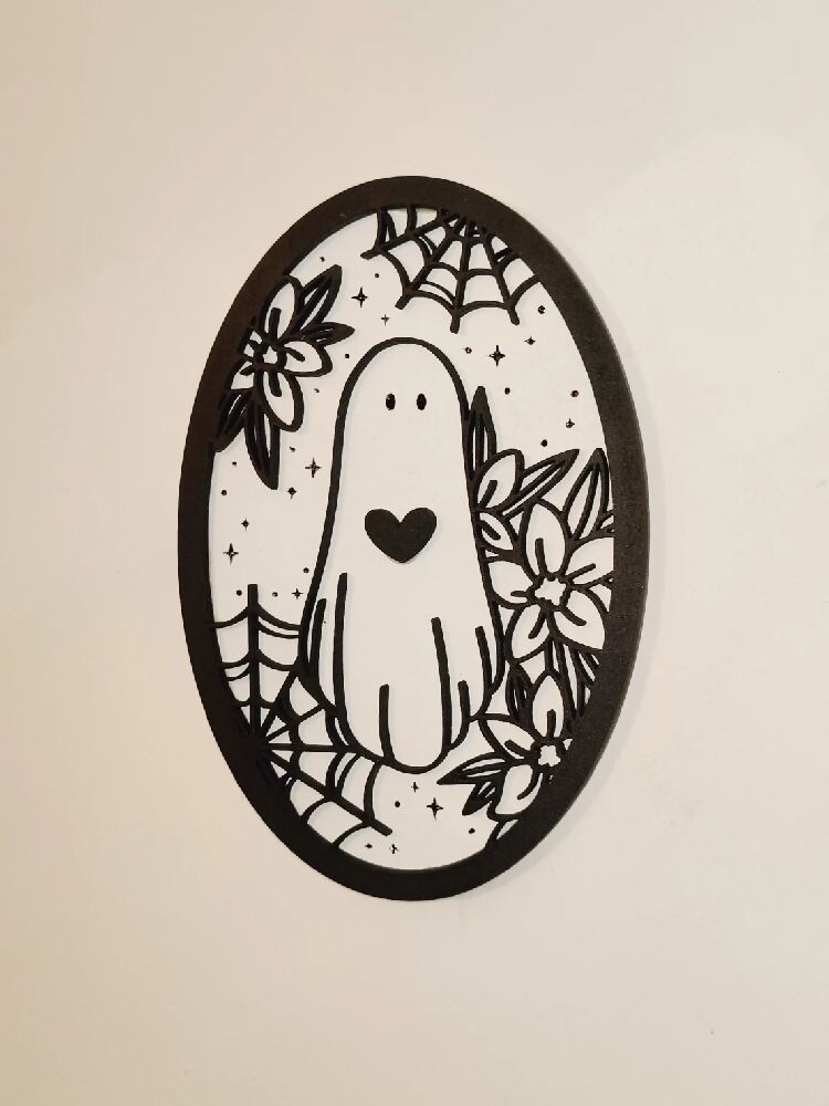 Cute ghost display art. Alternative goth death moth decor. Halloween. Gothic decor