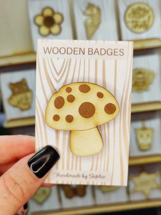 Wooden badge | Handmade pocket gift | Cute present for him her | Gothic funny badge | Animal