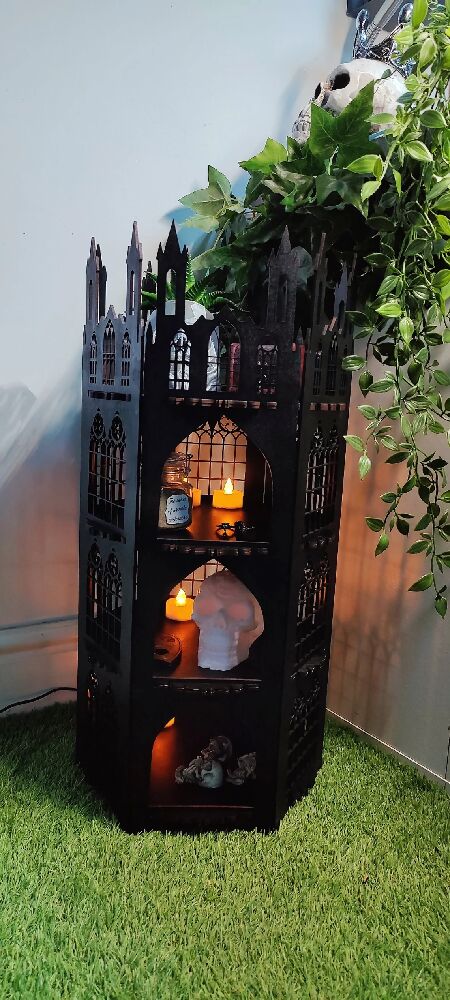 Gothic display shelves. READ DESCRIPTION Alternative goth death decor. Halloween. Handmade.