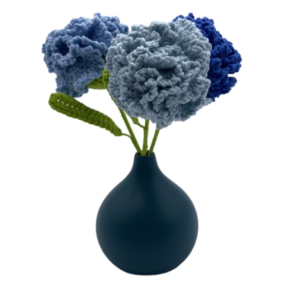 CROCHET BLUE CARNATION VASE