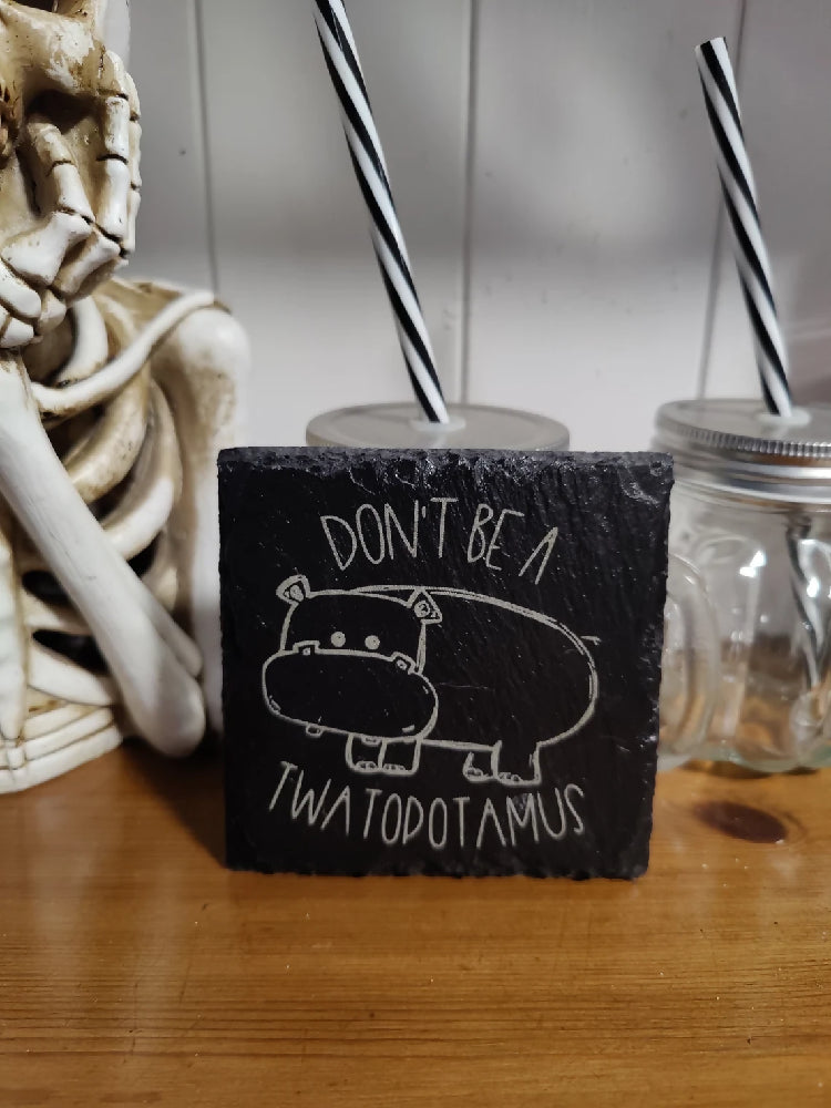Slate coaster. Funny Rude gift. Engraved personalised present. House decor