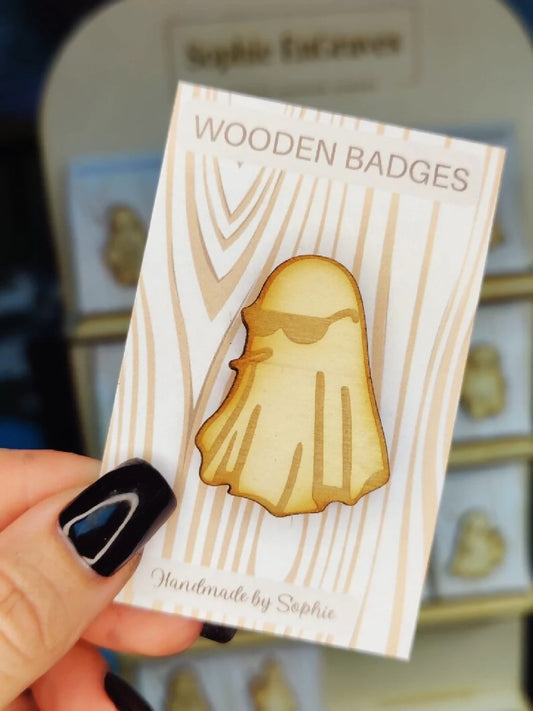 Wooden badge | Handmade pocket gift | Cute present for him her | Gothic funny badge | Animal