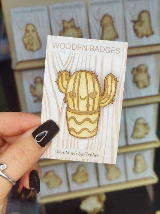 Wooden badge | Handmade pocket gift | Cute present for him her | Gothic funny badge | Animal