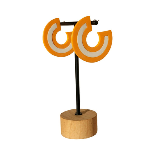 3D Printed Inlay Earrings In Orange & White