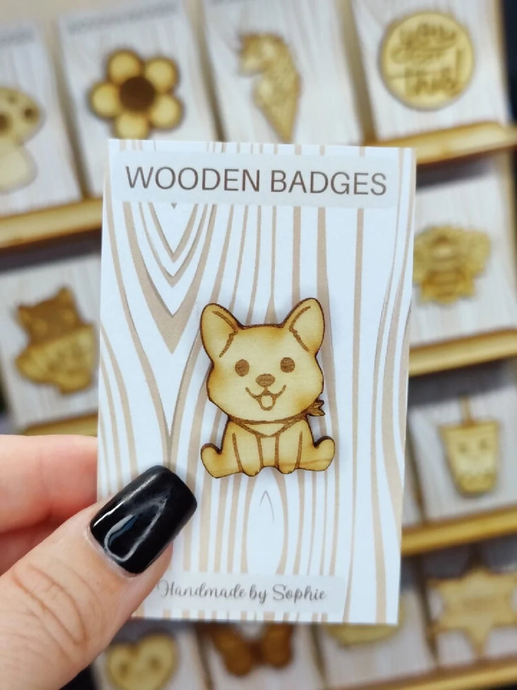 Wooden badge | Handmade pocket gift | Cute present for him her | Gothic funny badge | Animal