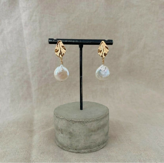 Pearl Sienna Studs - 18ct Gold Plated