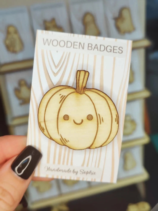 Wooden badge | Handmade pocket gift | Cute present for him her | Gothic funny badge | Animal
