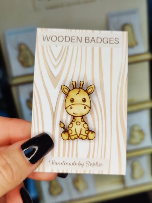 Wooden badge | Handmade pocket gift | Cute present for him her | Gothic funny badge | Animal