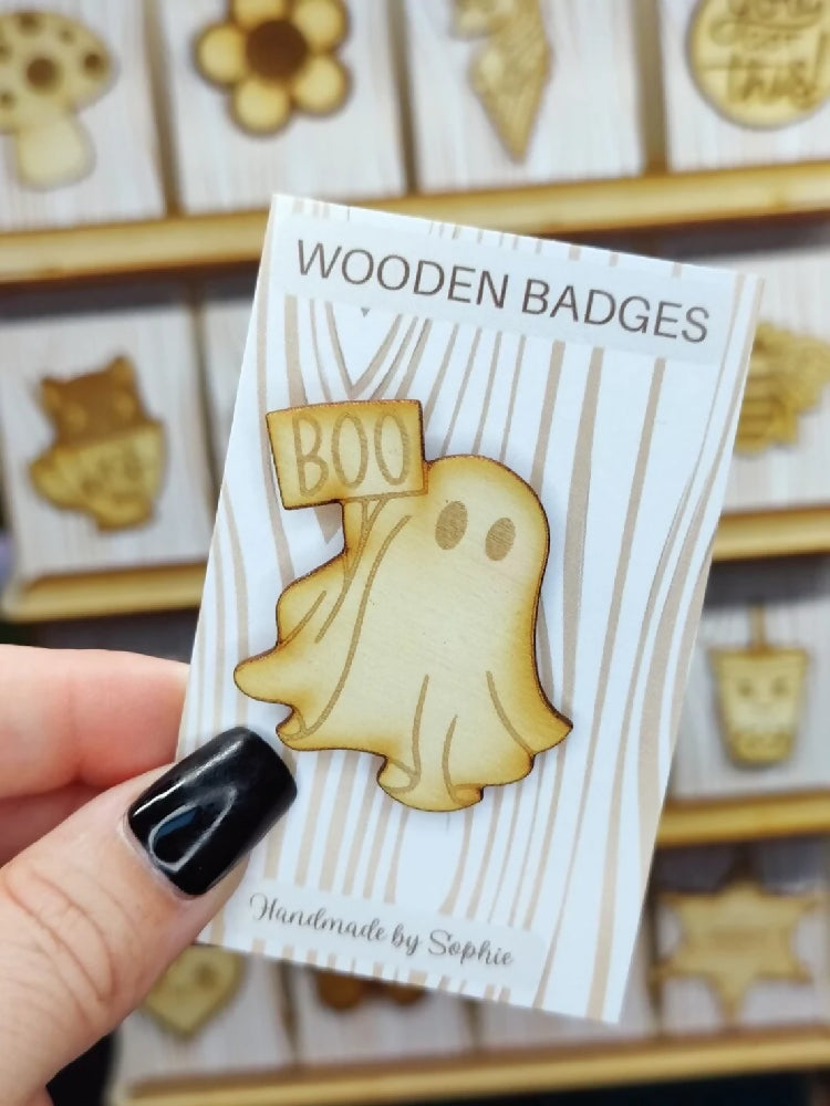 Wooden badge | Handmade pocket gift | Cute present for him her | Gothic funny badge | Animal