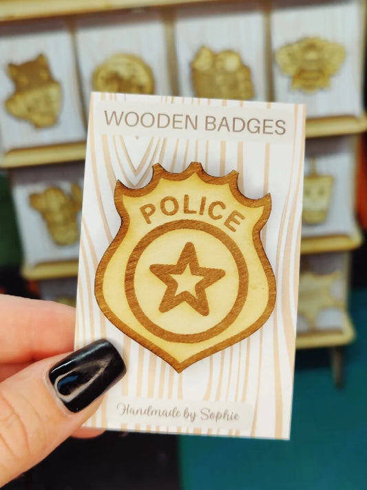 Wooden badge | Handmade pocket gift | Cute present for him her | Gothic funny badge | Animal