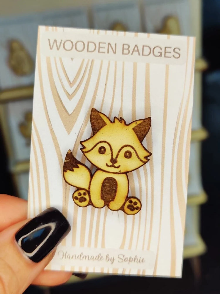 Wooden badge | Handmade pocket gift | Cute present for him her | Gothic funny badge | Animal