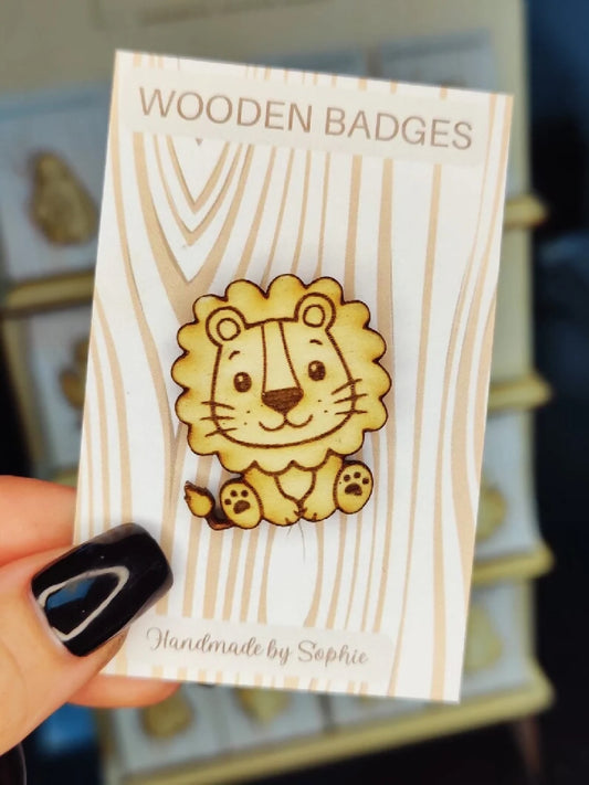 Wooden badge | Handmade pocket gift | Cute present for him her | Gothic funny badge | Animal