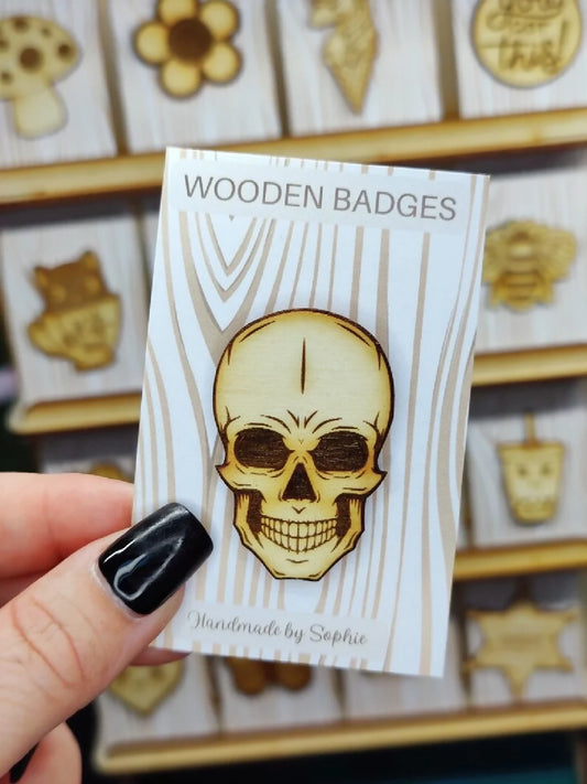 Wooden badge | Handmade pocket gift | Cute present for him her | Gothic funny badge | Animal